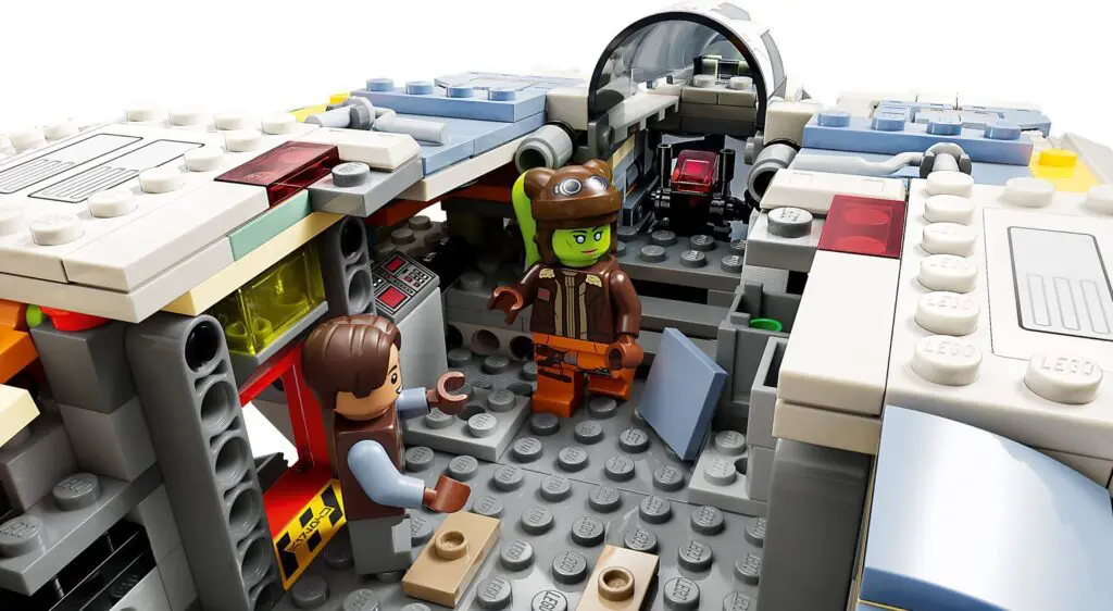 LEGO spaceship interior with minifigures