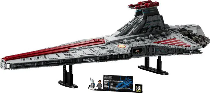 Detailed LEGO spaceship with plaque display