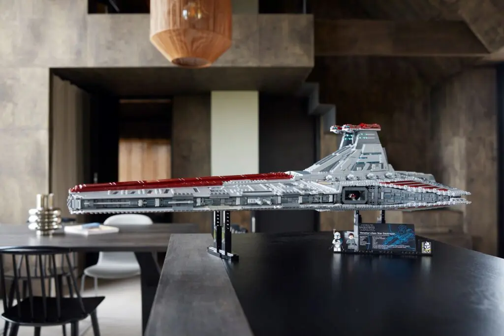 Star Wars spaceship model on table