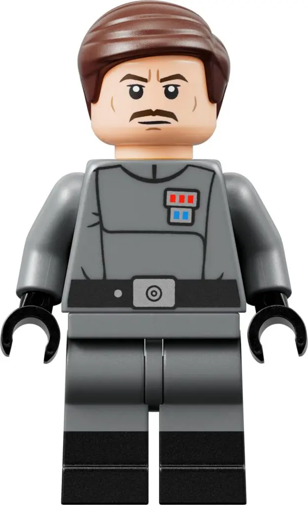 LEGO figure in a gray uniform