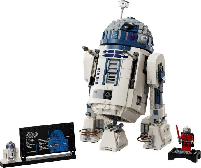 LEGO droid with mini figures and plaque