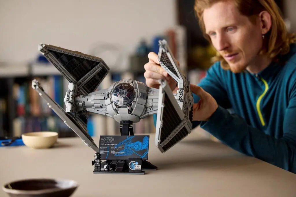 Person building detailed spaceship model