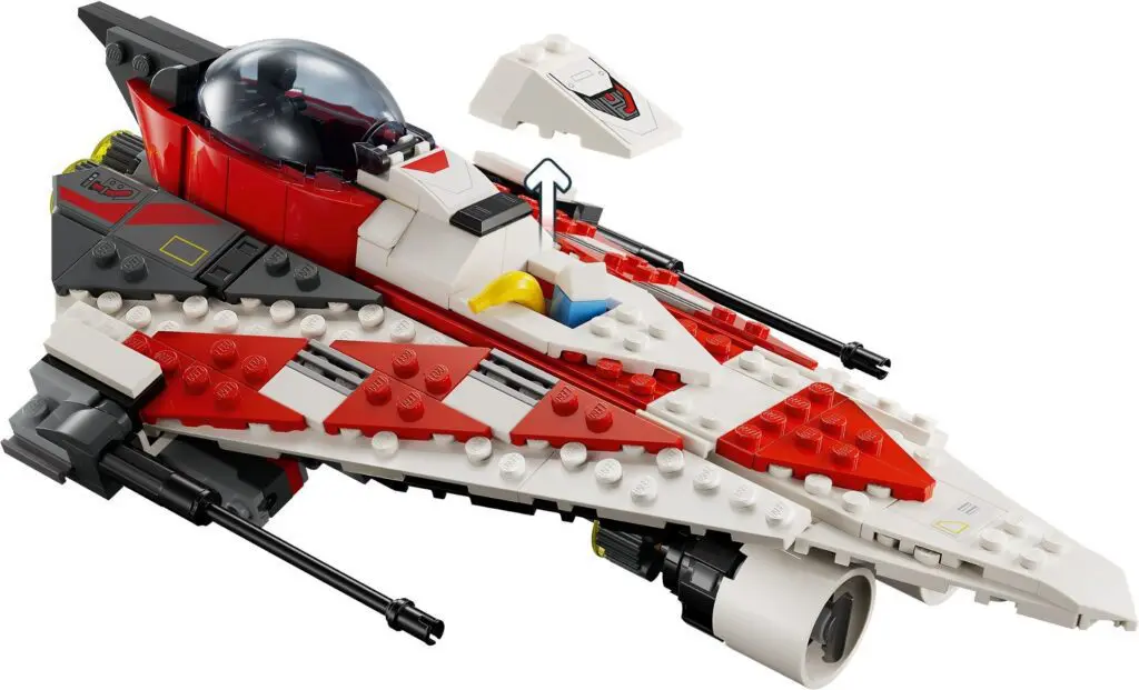 Red and white LEGO spacecraft model