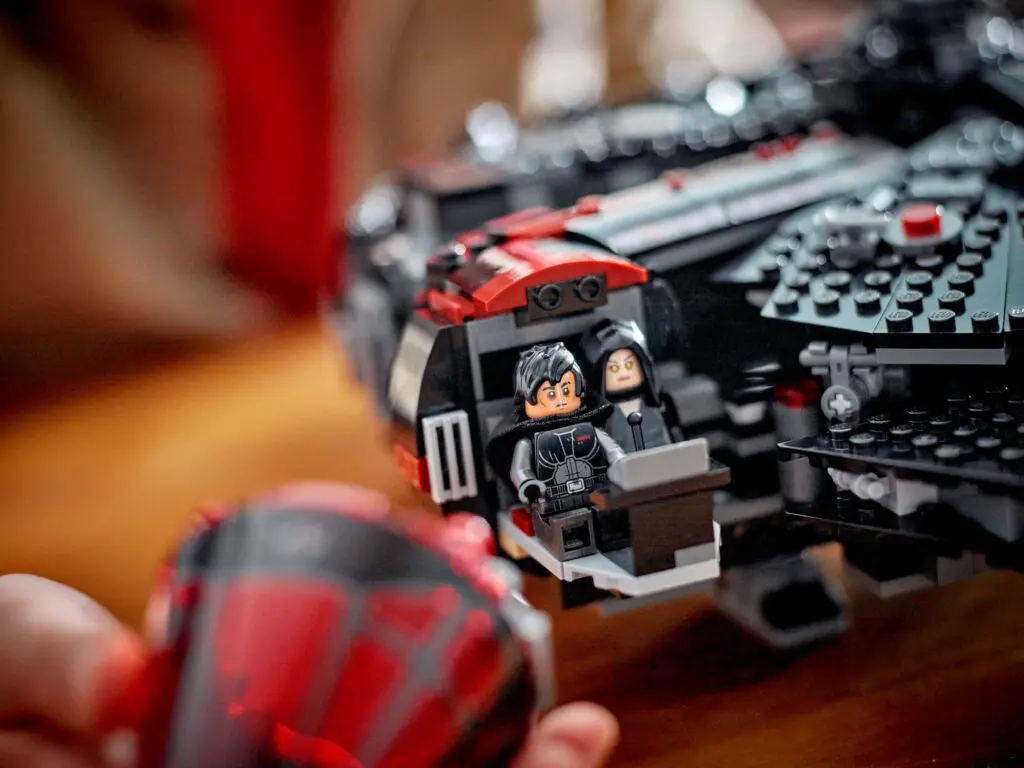 LEGO spaceship with two mini-figures inside