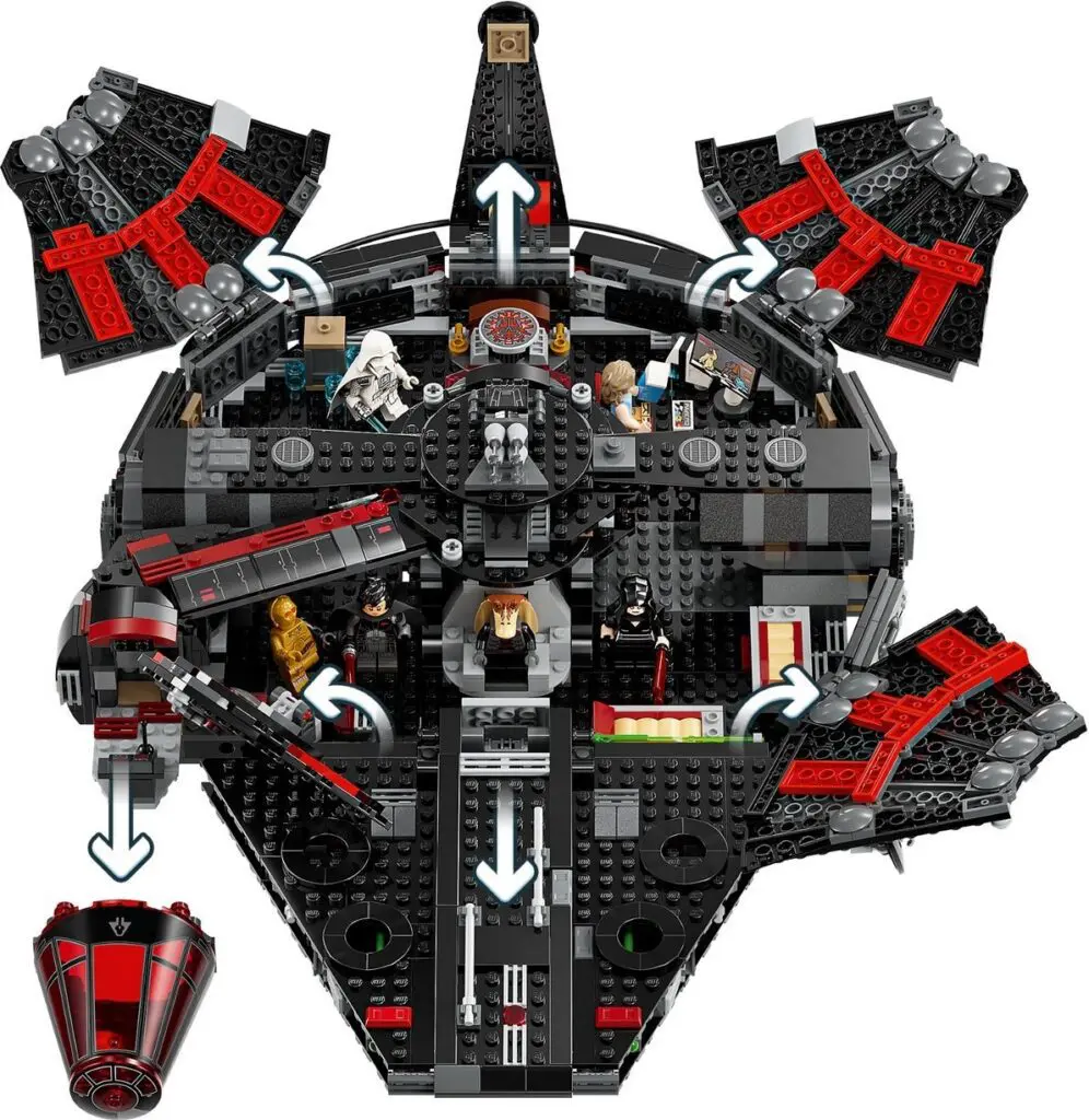 LEGO spaceship construction set with open panels