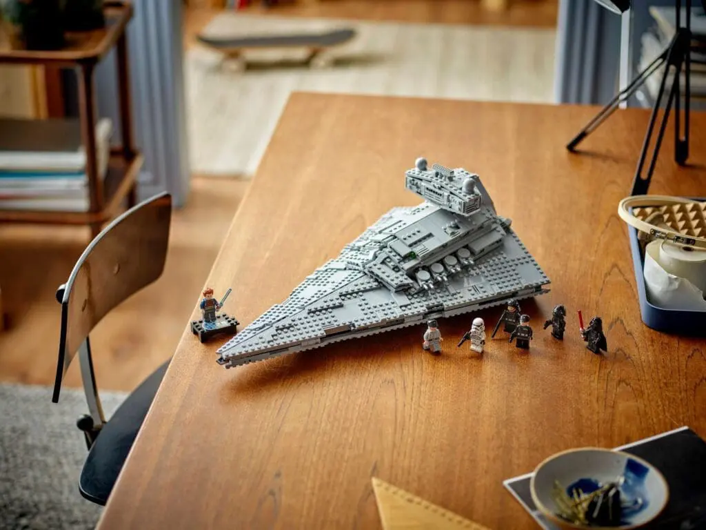 LEGO spaceship on wooden table