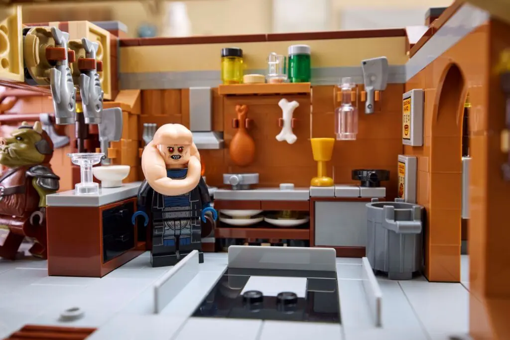 Detailed Lego kitchen setup with figures