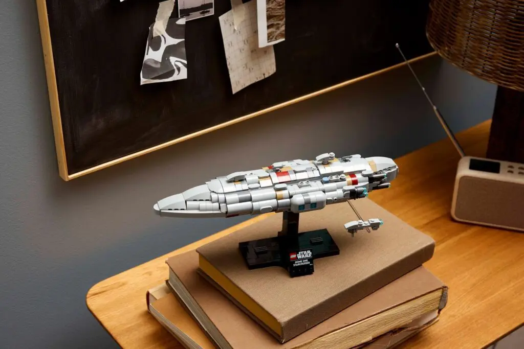 LEGO display on stacked books