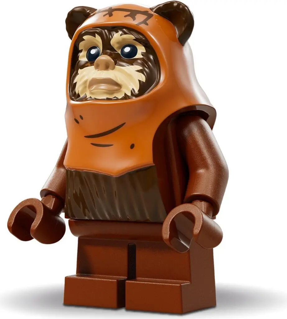 Lego Ewok figurine with orange hood