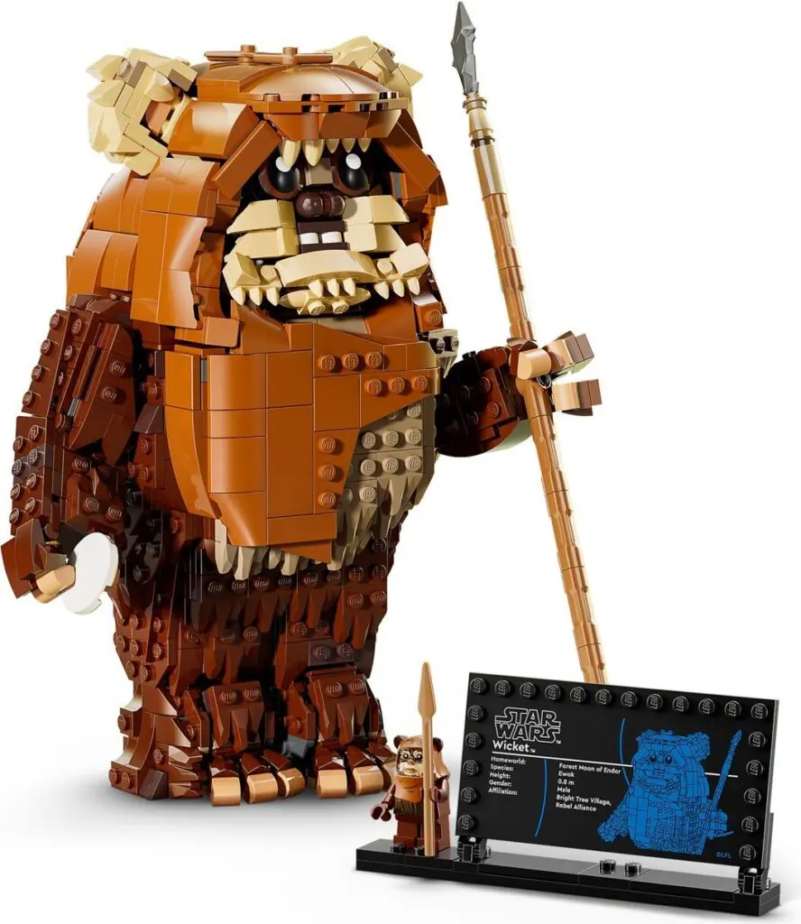 LEGO Ewok with spear and display plaque