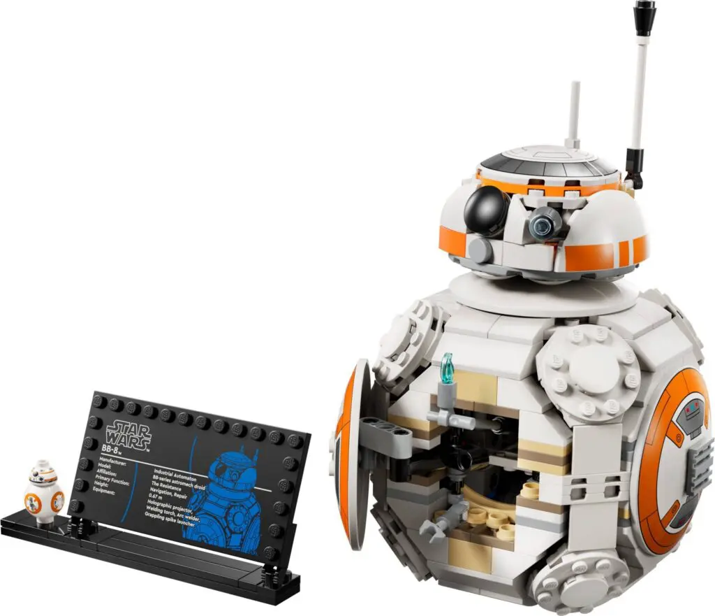 BB-8 LEGO model with display plaque