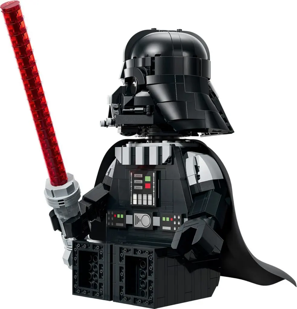 Darth Vader LEGO toy holding lightsaber