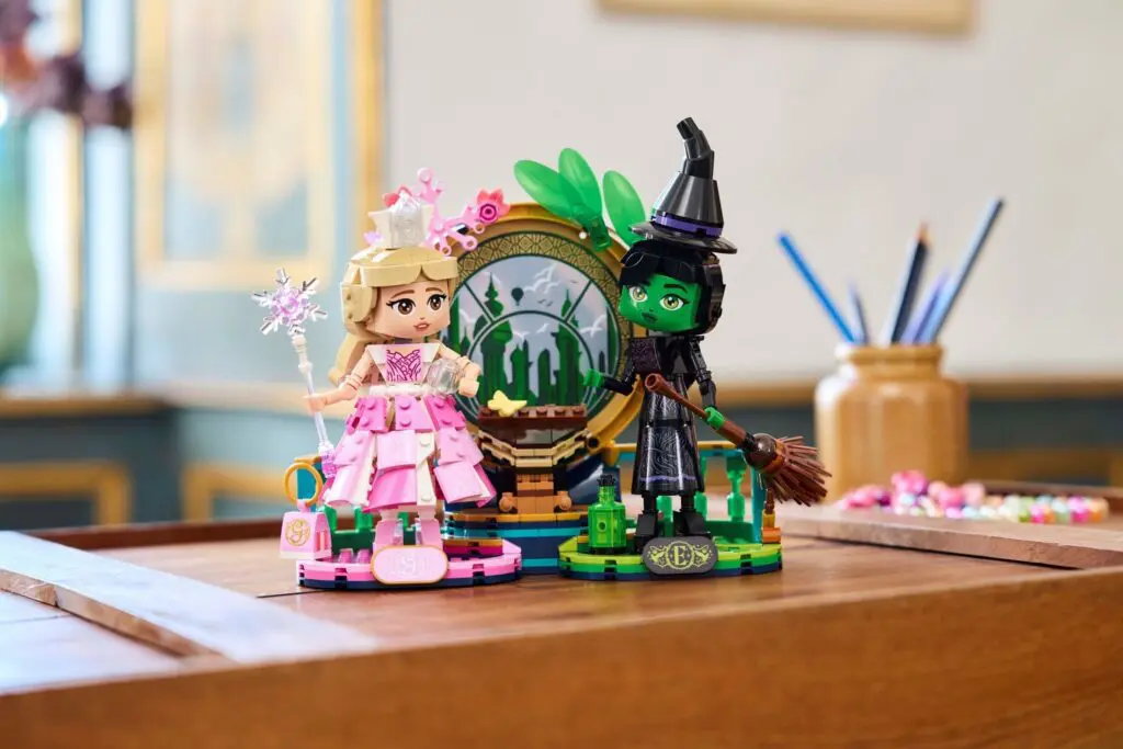 Colorful Lego figures on a wooden table