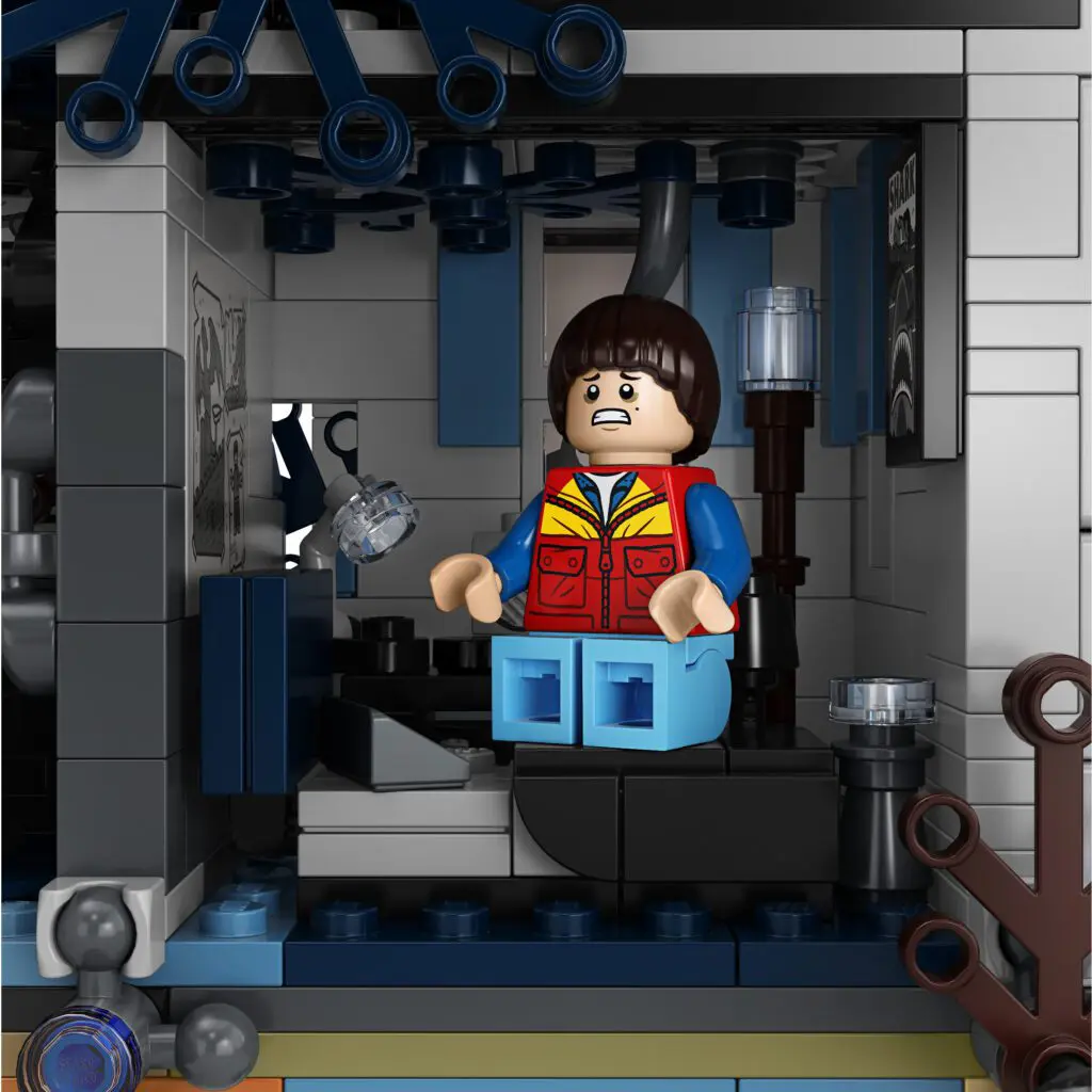 Lego figure in a colorful room