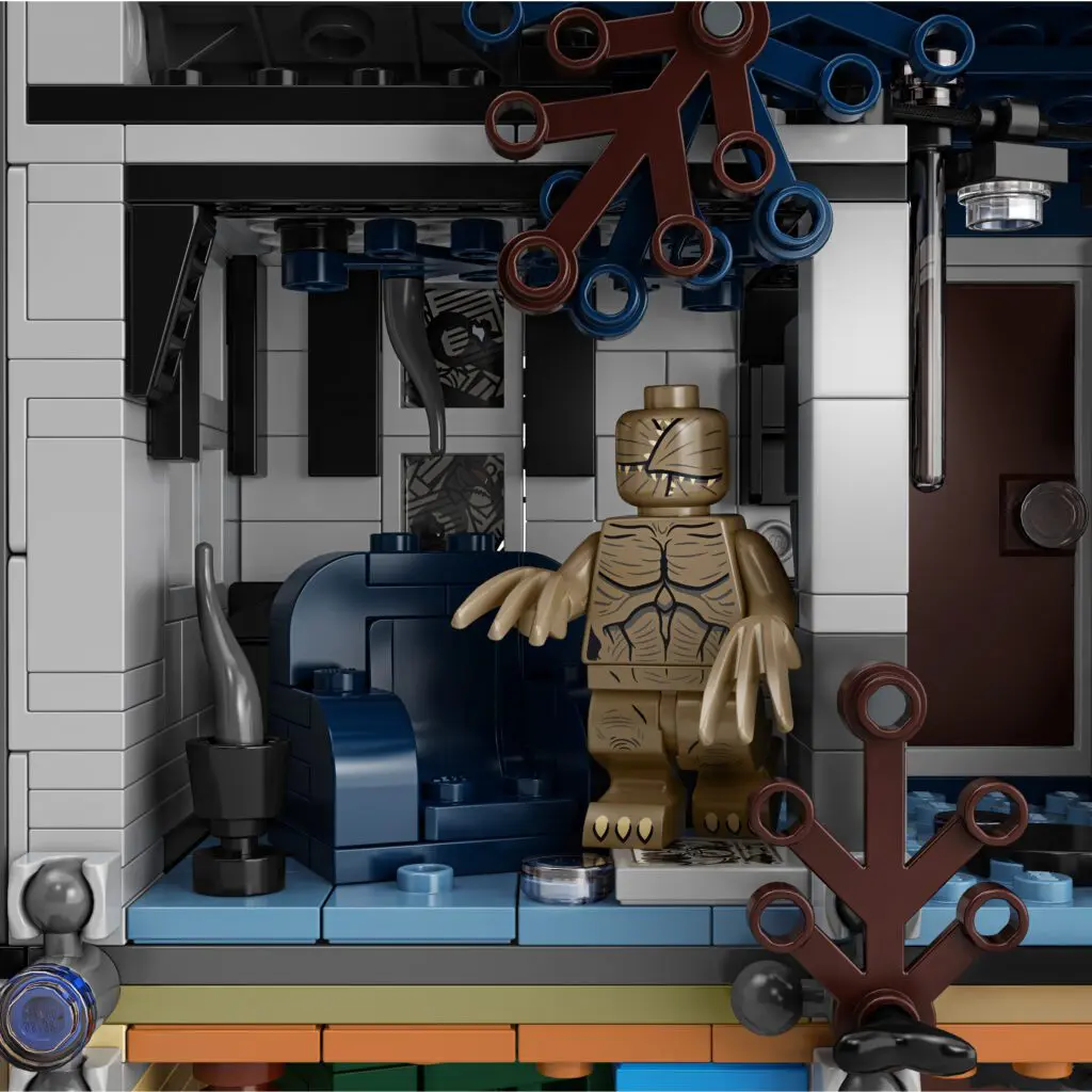 LEGO monster amidst vibrant marine decor