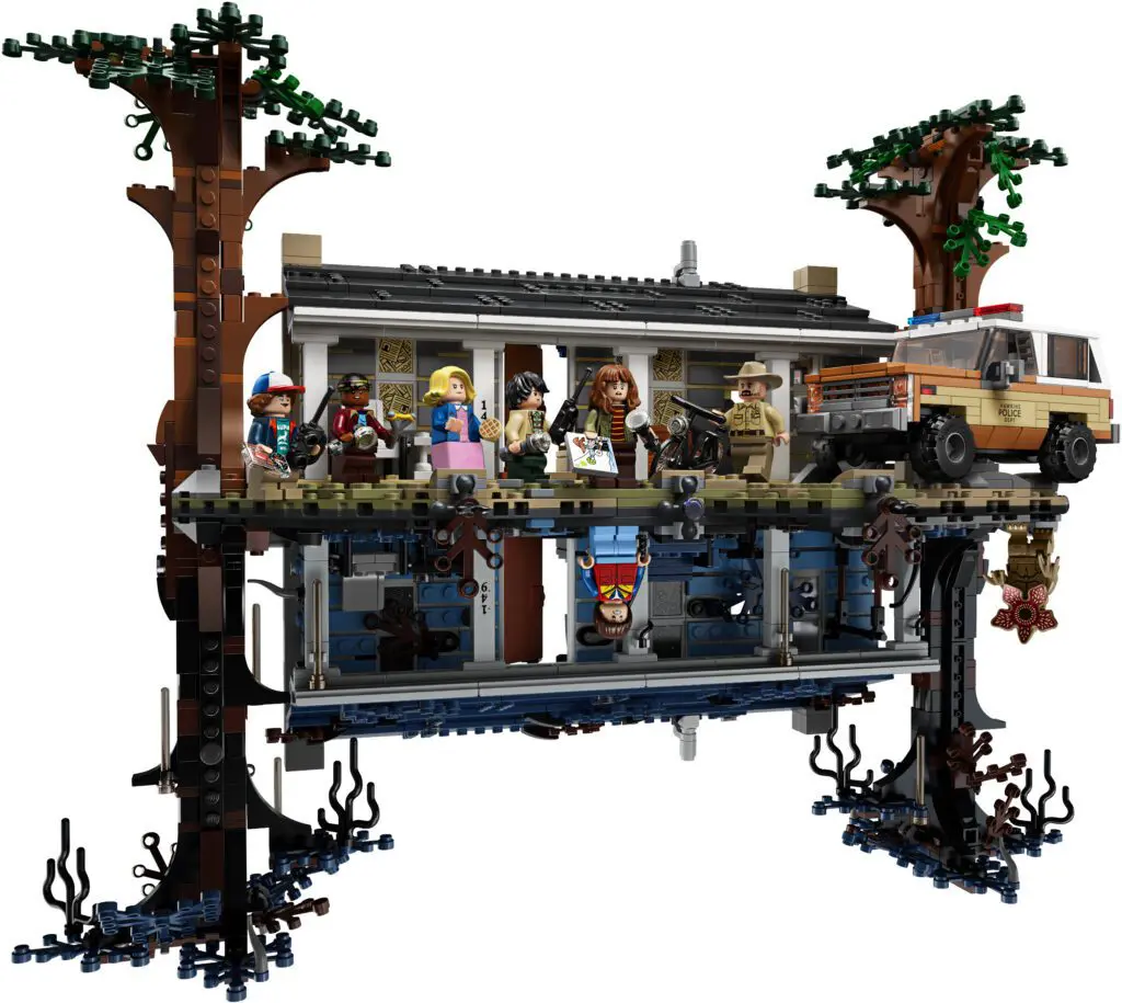 Upside-down LEGO world with trees