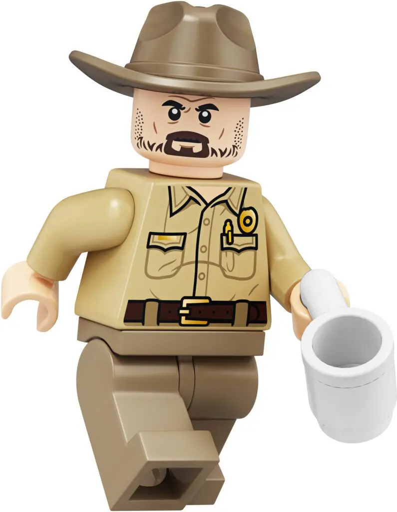 Lego figure with hat and coffee mug