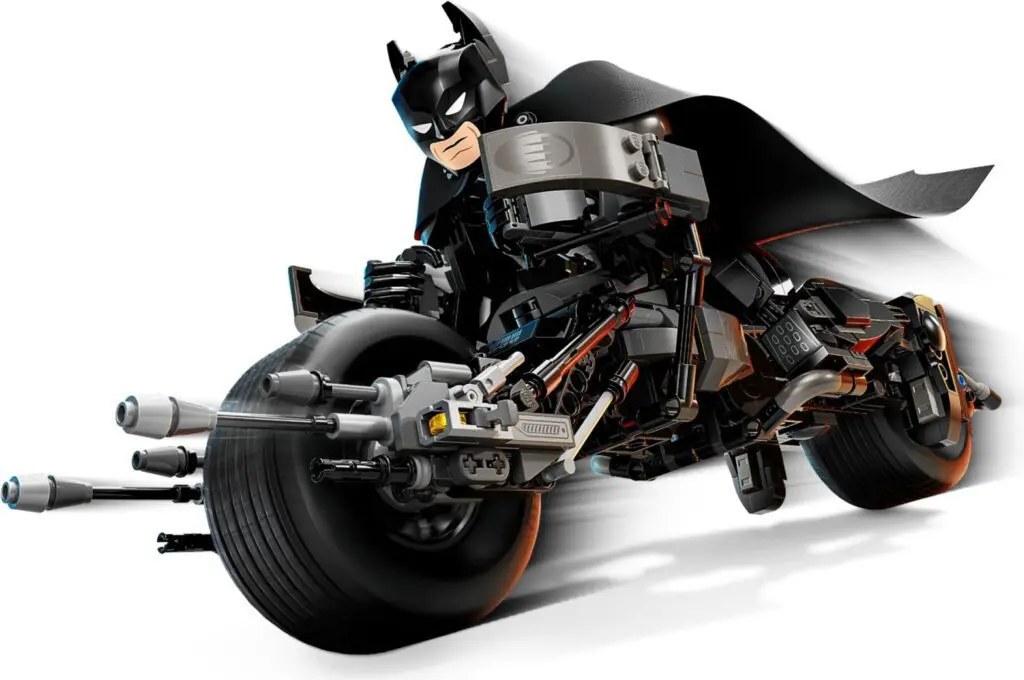 Batman riding a high-tech motorcycle