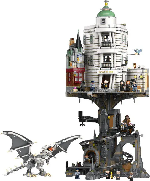 Fantasy LEGO scene with figures and dragon