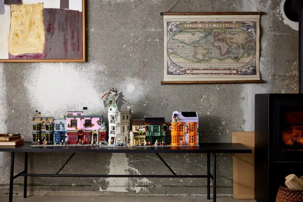 Vintage maps and tiny houses display