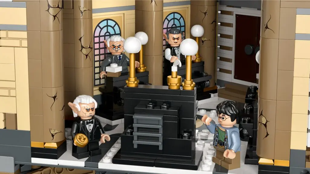 Lego figures in a bank setting
