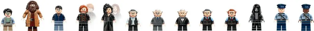 Assorted LEGO figures in a lineup