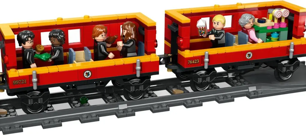 Colorful LEGO train cars