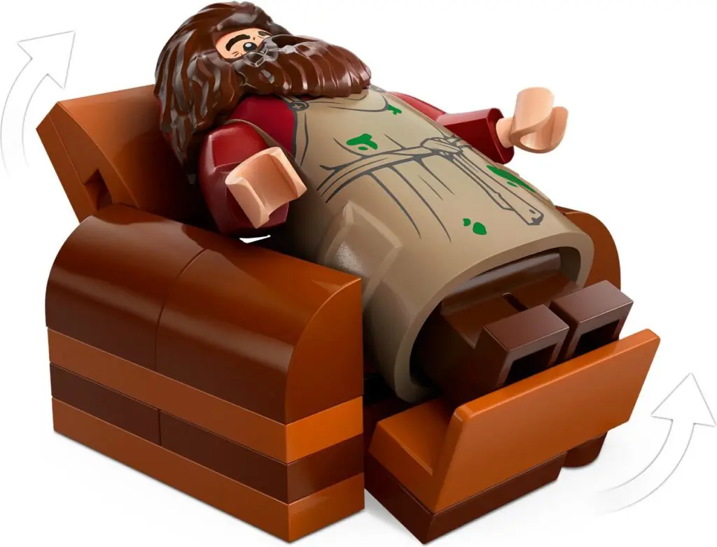 LEGO figure reclining in a chair