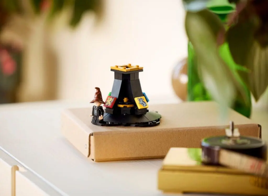 Lego sorting hat on a box