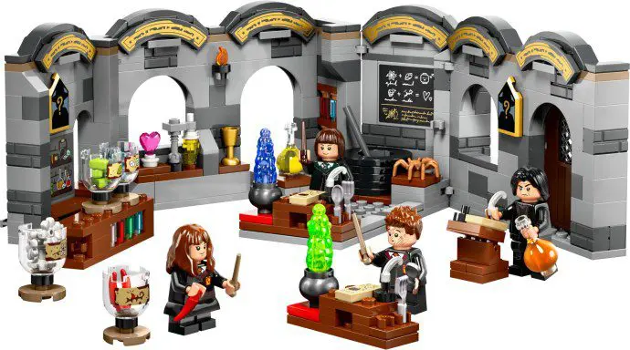 Mini figures in magical classroom setting