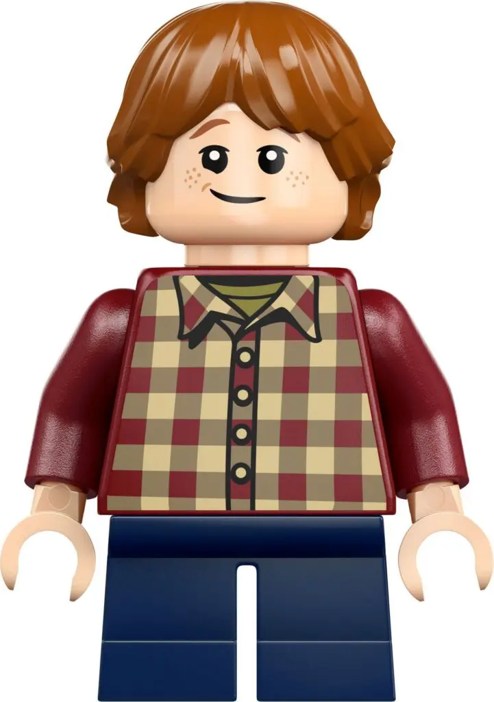 LEGO character in red and plaid outfit