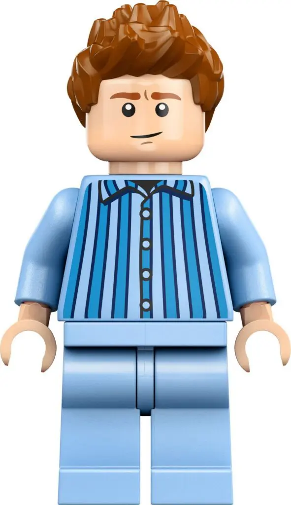 Minifigure with brown hair in pajamas