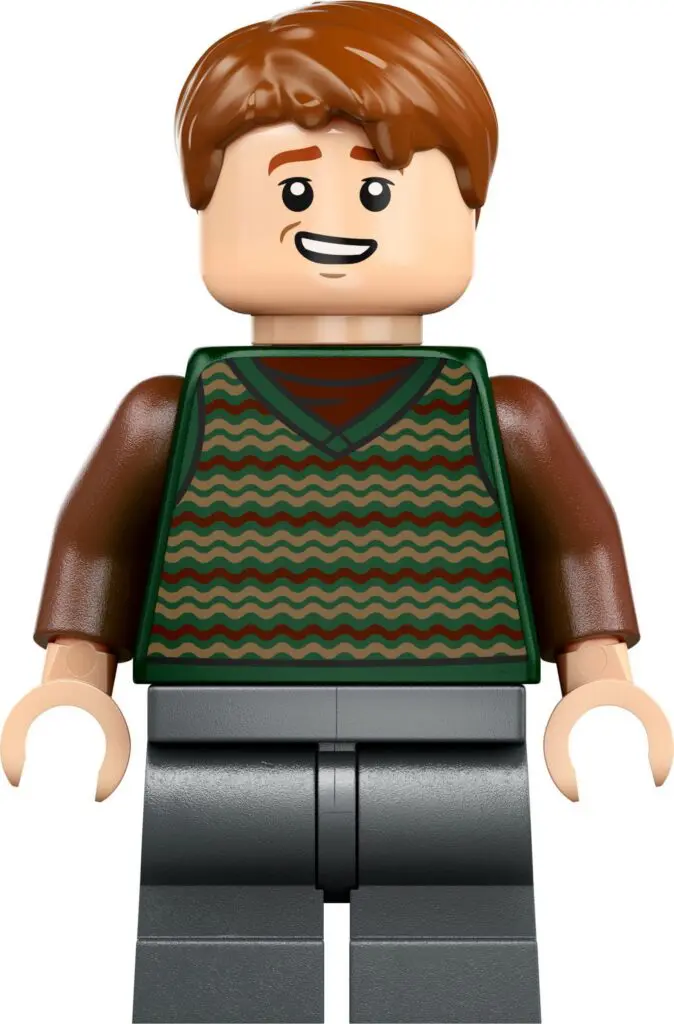 LEGO character wearing striped vest