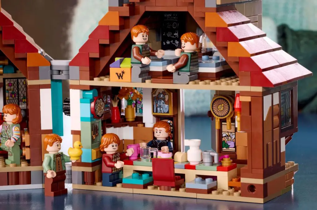 LEGO building with colorful mini-figures