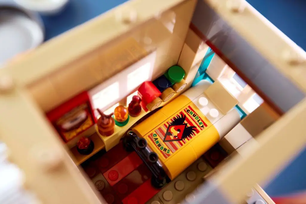 Miniature LEGO room with bed and decorations