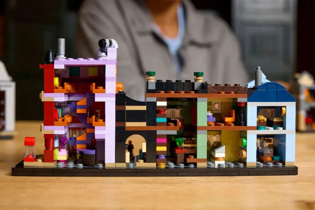 Colorful LEGO building model on wooden table