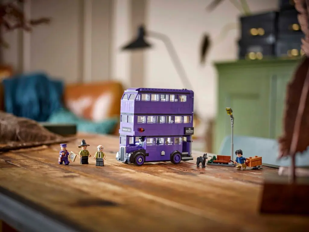Purple toy bus with mini figures