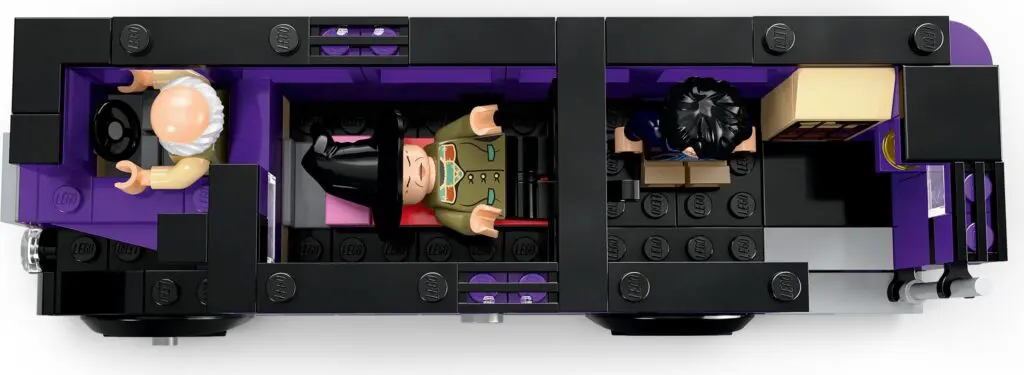 Top view of LEGO bus scene