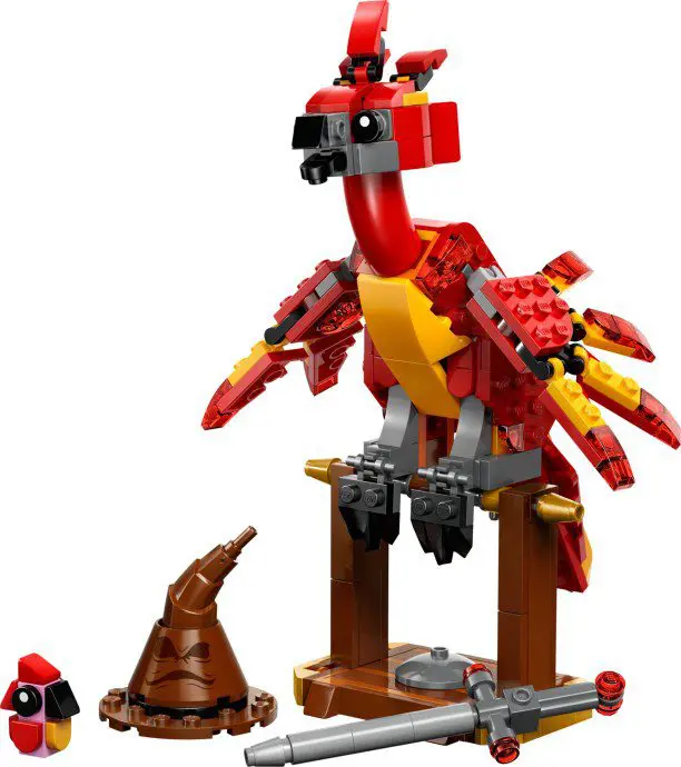 Red and yellow LEGO phoenix set