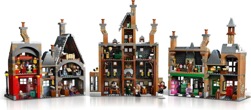 Colorful LEGO village playset with characters