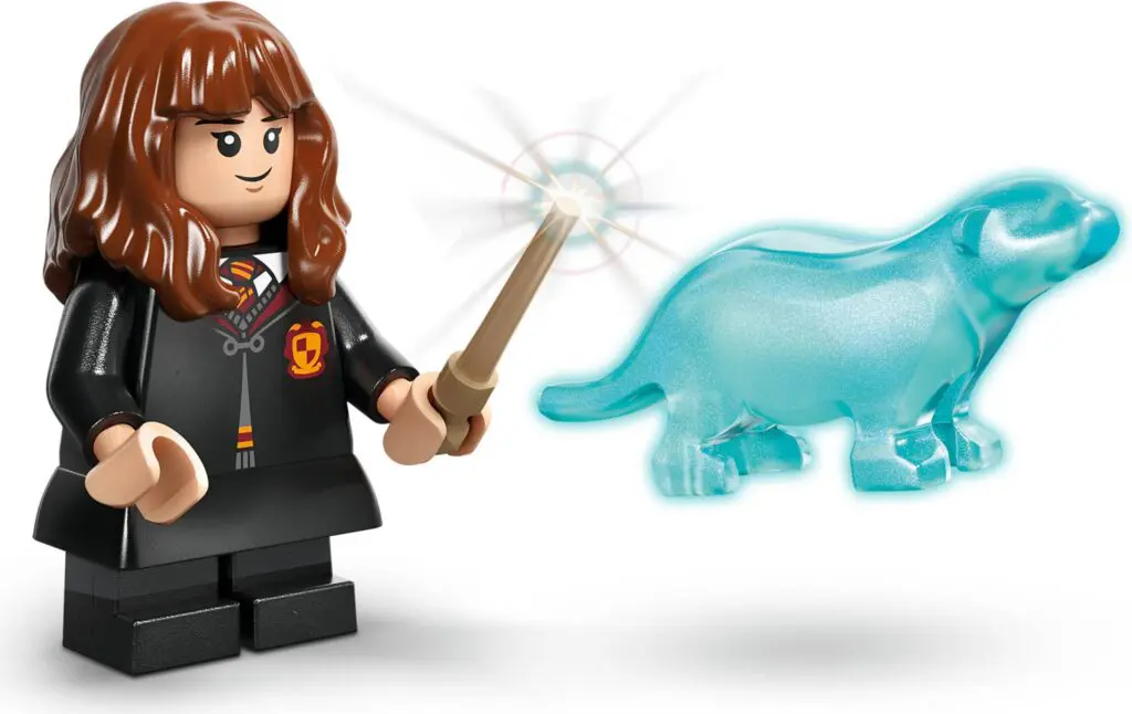 Lego character conjuring magical blue animal