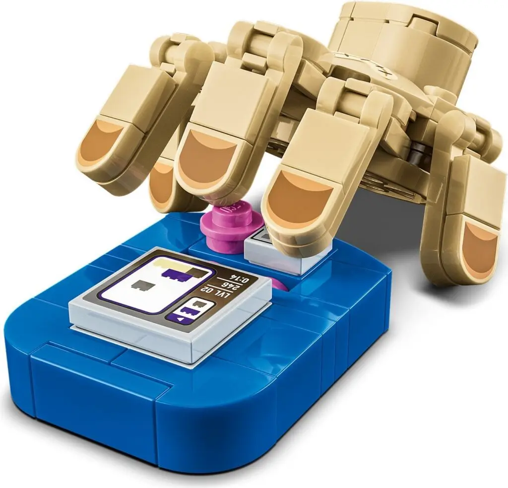 Lego-style mechanical hand and base