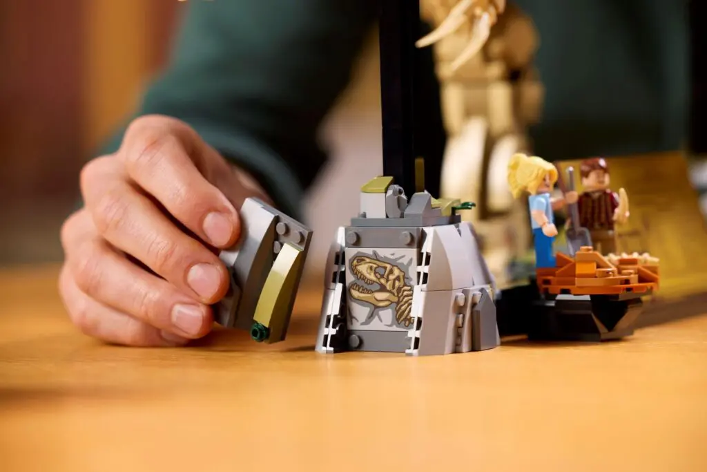 Close-up of LEGO dinosaur construction