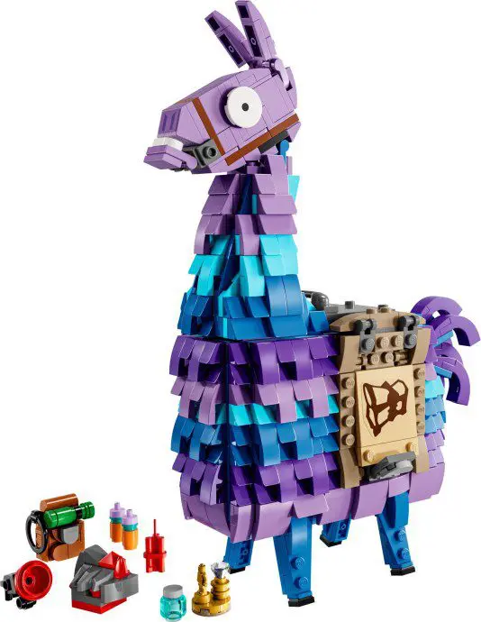 Colorful llama made of toy building blocks