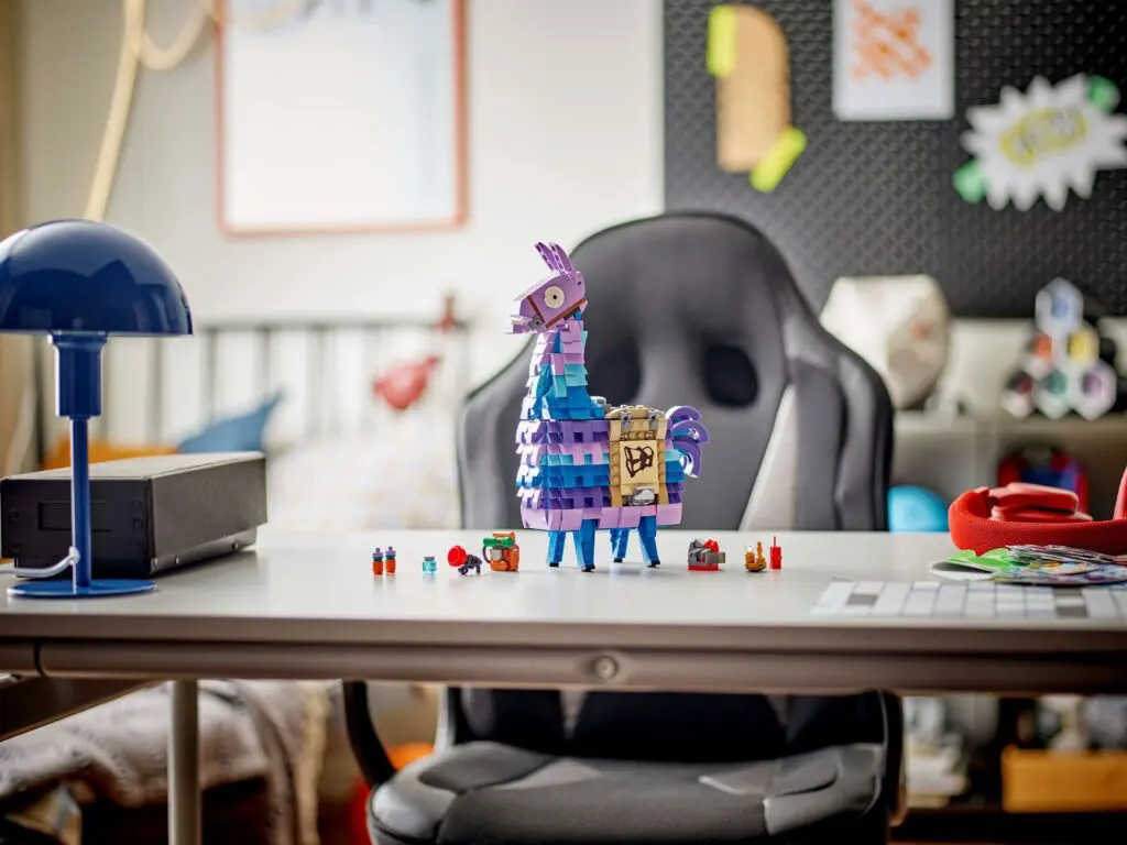 Colorful llama figure in a room
