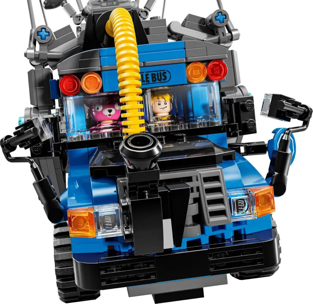 Blue toy vehicle with figurines
