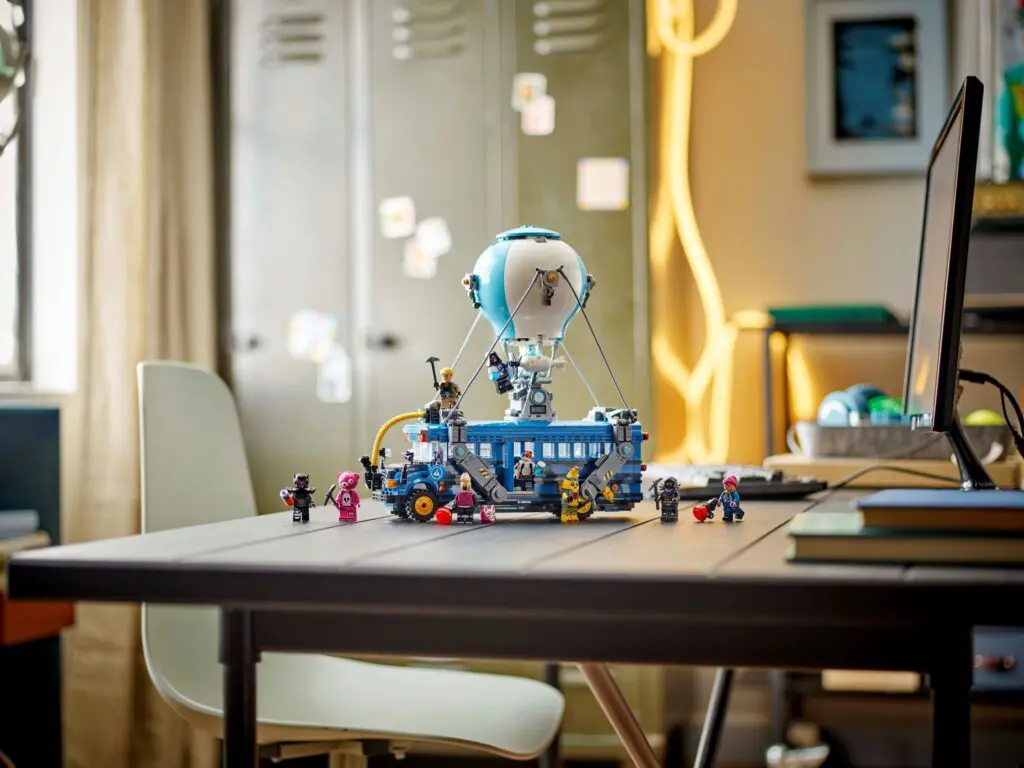 Creative desk setup with toy figures