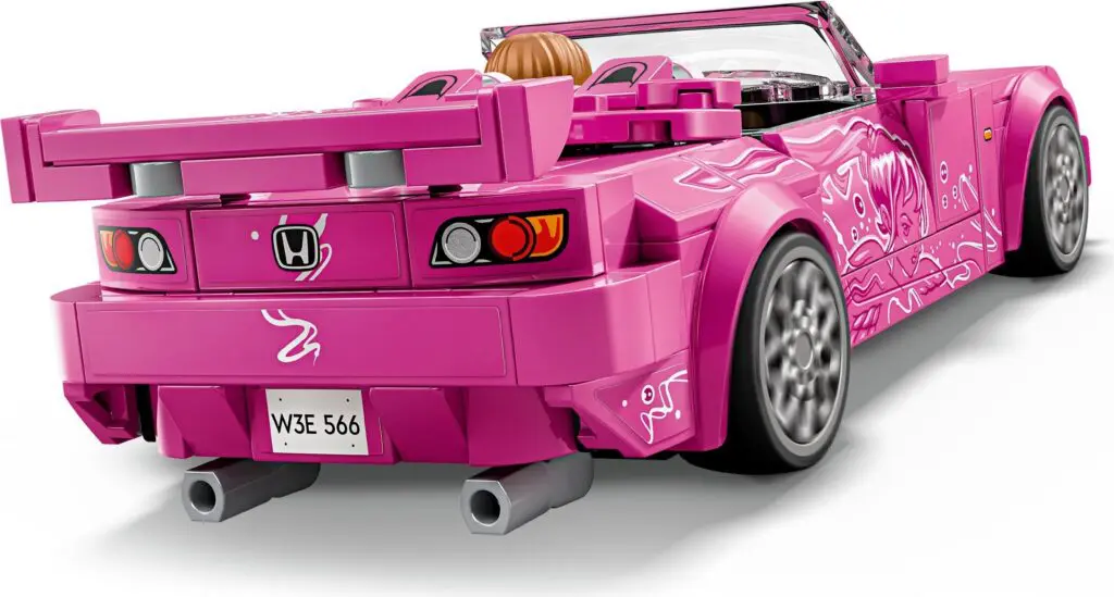 Pink toy car with spoiler