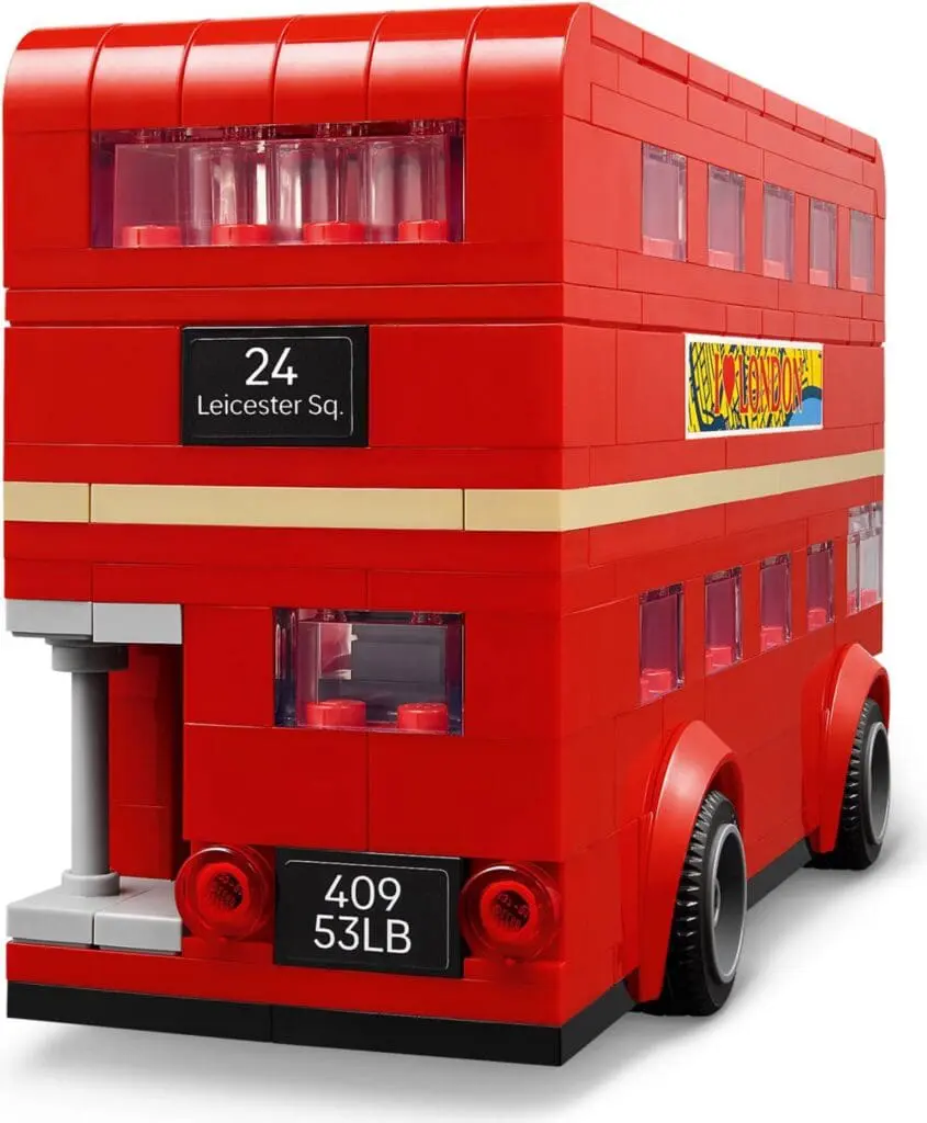 Toy bus with Leicester Square sign