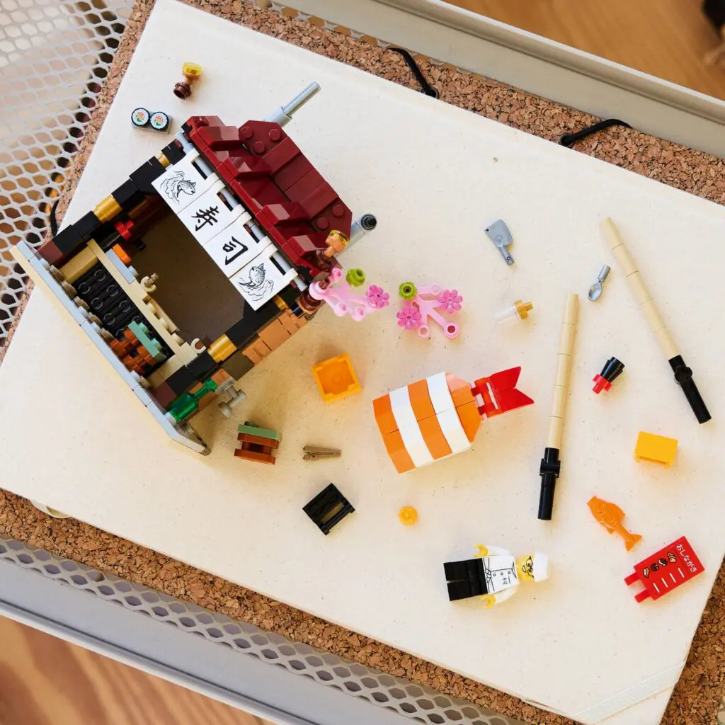 Creative Lego sushi arrangement on table